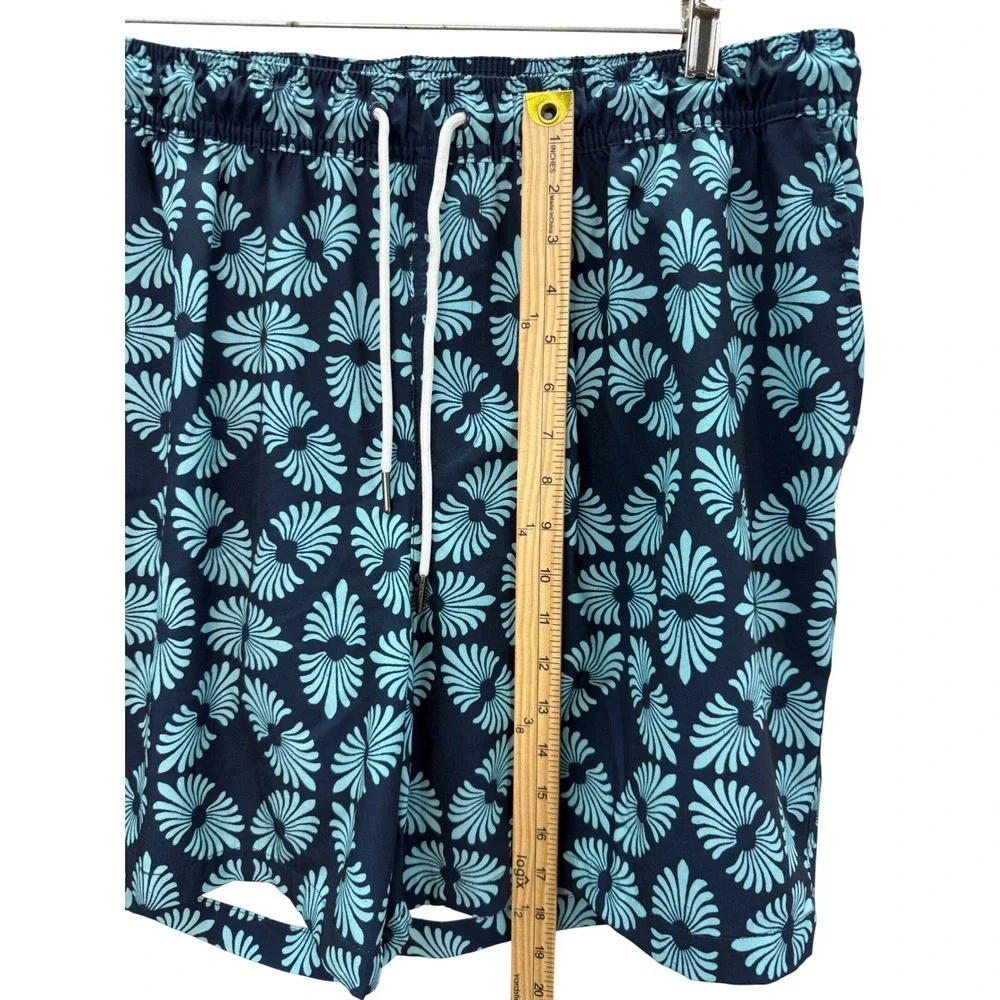 Goodfellow Swim Trunks Men XL Blue Floral Fan Print Mesh Liner Board Shorts‎
